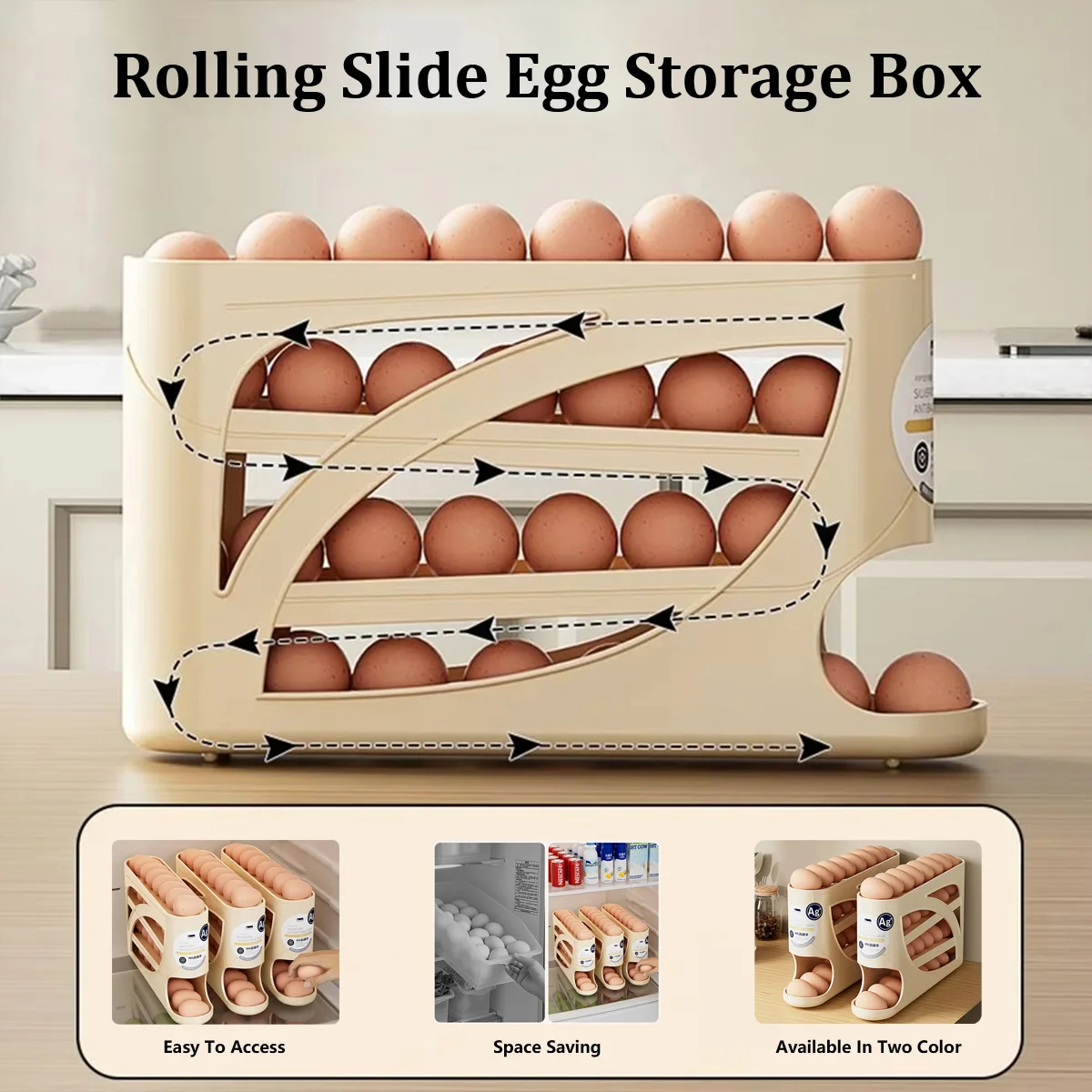 Roll Rutsche Ei Lagerung Box Große Kapazität Ei Roller Rack Kühlschrank Seite Tür Lagerung Rack Platzsparend Für Küche Kühlschrank