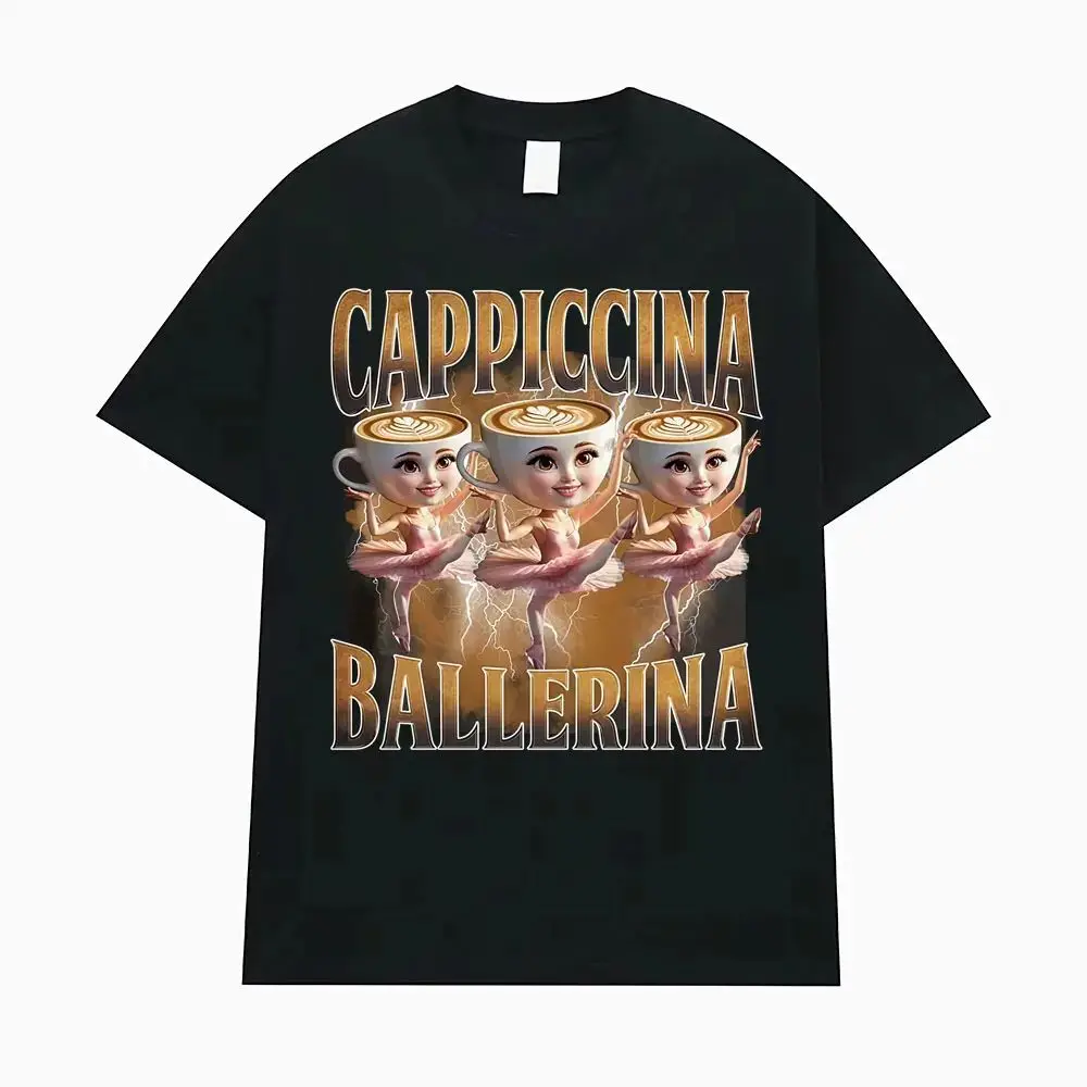 

Cappuccina Ballerina Funnu Italian Brainrot Meme T Shirt Men Women Clothing Fashion Trending T Shirts Casual 100% Cotton T-shirt