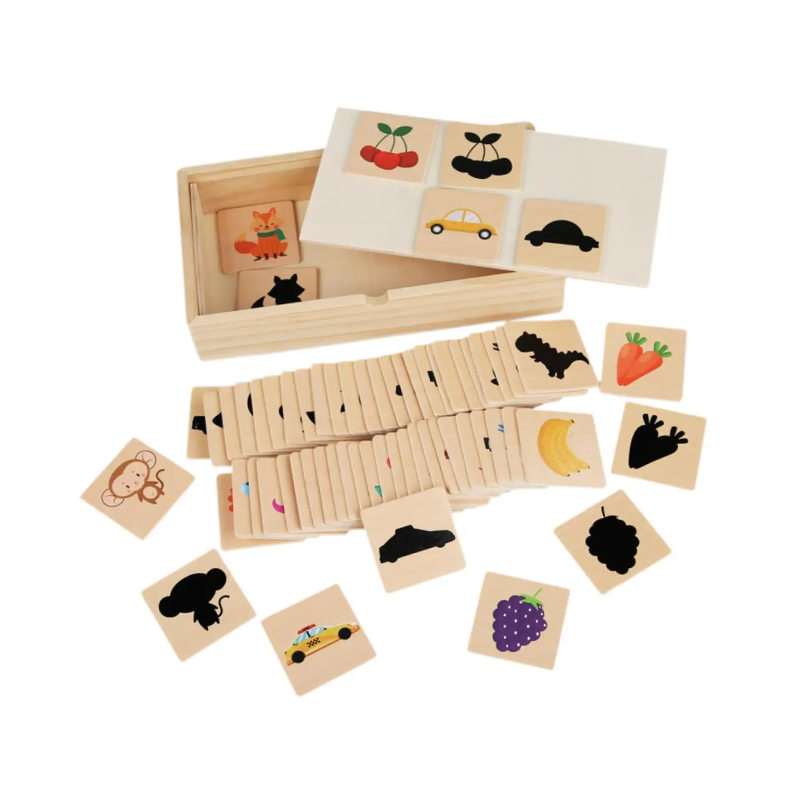 Children Wooden Shadow Matching Toy Animal Fruit Puzzle Game for Kids Early Education Cognitive Development Learning