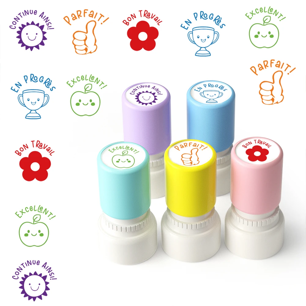 French Teacher Classroom Stamps, Comments and Encouragement Phrases, for use in correcting teacher classroom assignments.