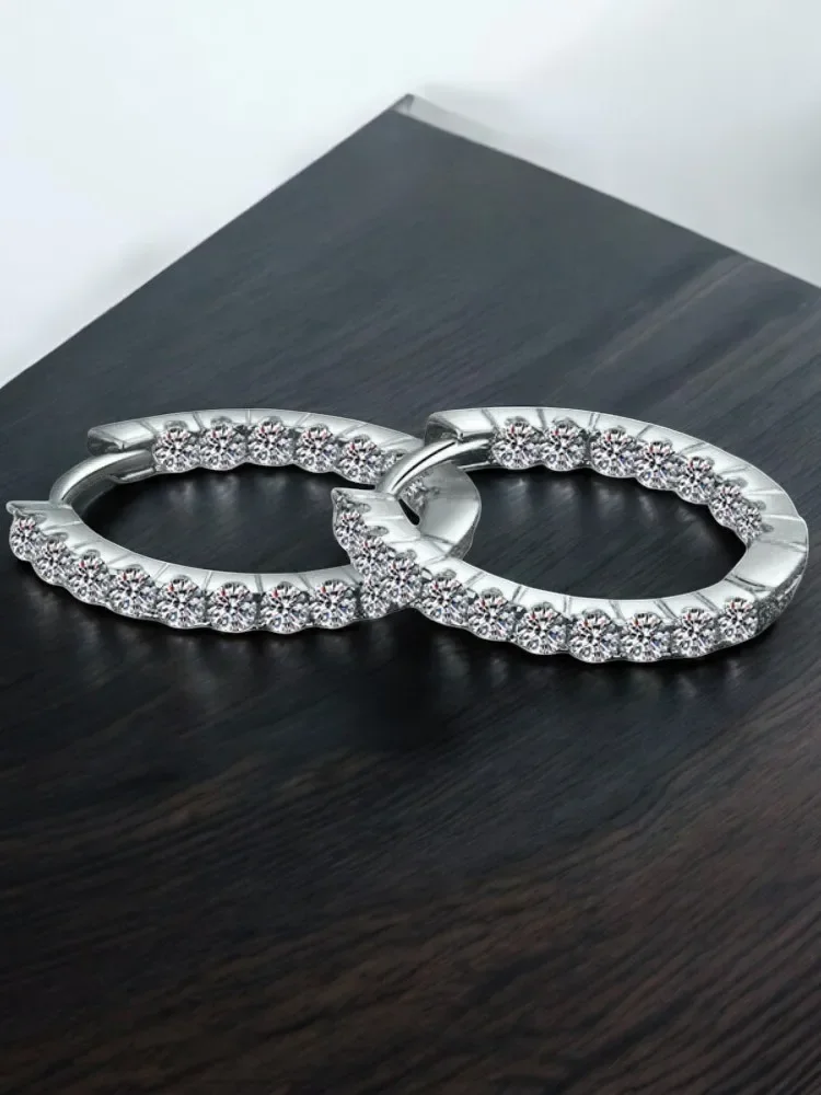 

Silver earrings jewelry Moissanite 925 sterling silver earrings Round romantic Light luxury is suitable for daily wear