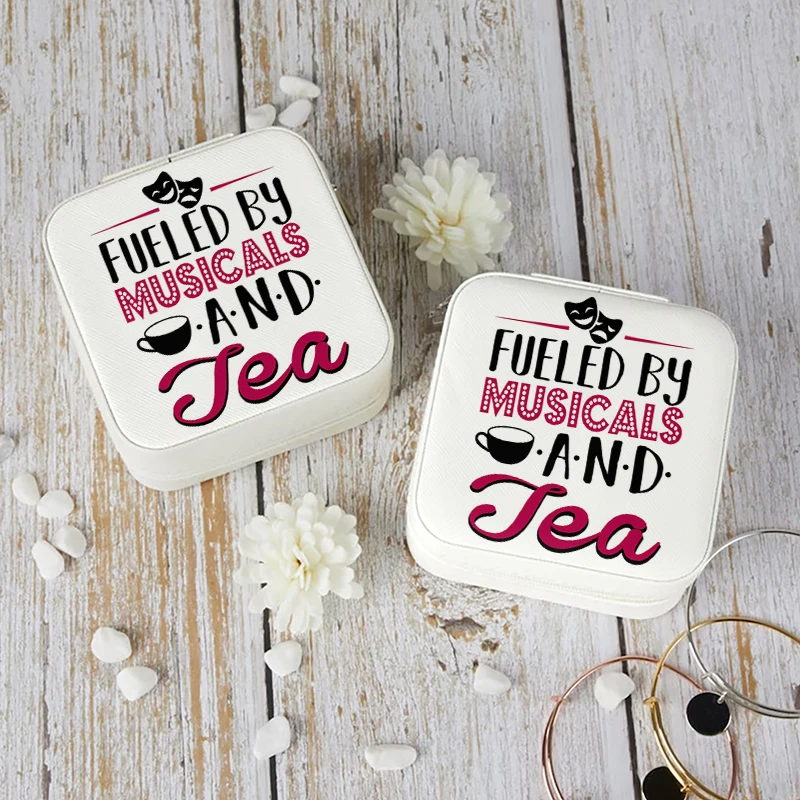 

1pc Fueled by Musicals and Tea Portable Jewelry Storage Box, Simple Jewelry Organizer Box,Gifts Box For Women