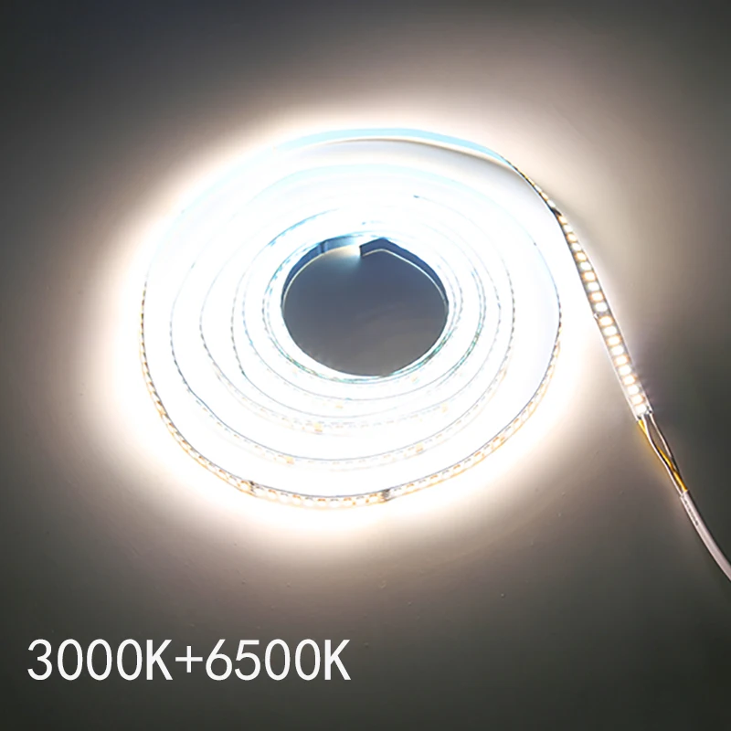 High lumen 2835-200D-5B10Cx2 Double colors LED strip 7mm width light tape be used in chandeliers ceiling lamp panel light etc.