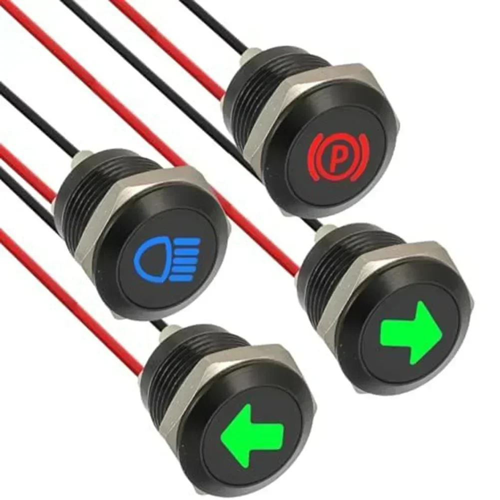 

1 шт., 12 мм, 12 В/24 В постоянного тока, IP67, водонепроницаемый сигнальный светильник, светодиодный индикатор указателей поворота, сигнальная лампа для грузовиков/тракционеров/фургонов/мотоциклов