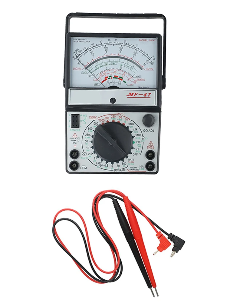 Analog Multimeter MF-47 Supporting Battery Testing for 1.2V 1.5V 2V 3V 3.6V and Audio Level Measurement at 14dB 22dB 28dB