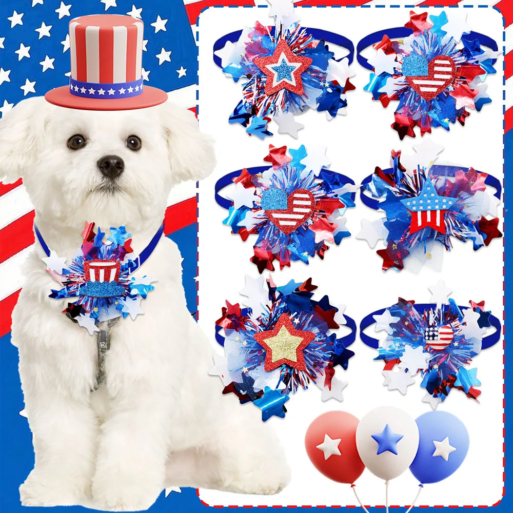 

30pcs American Independence Day Small Dog Bowties Collar For 4th July Pet Dog Bow Tie Neckties Dogs Pets Grooming Pet Products