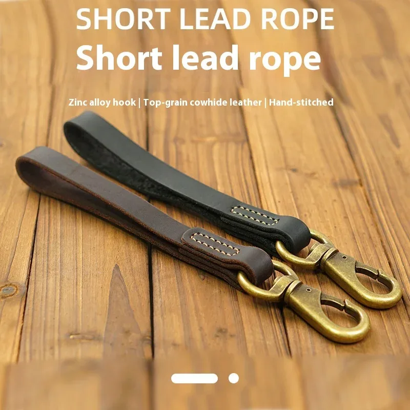 

Top Grain Leather Dog Leash - Short Heavy Duty Lead for Large Dogs, Genuine Cowhide Training Leash with Comfort Grip