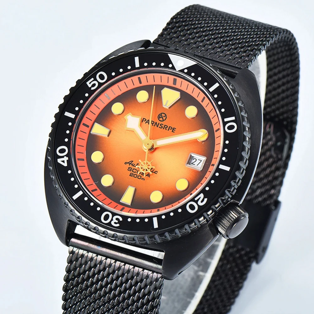 

PARNSRPE Diver мужские автоматические механические часы 42 мм Япония NH35 механизм резиновый ремешок сапфировое стекло элегантные модные мужские часы