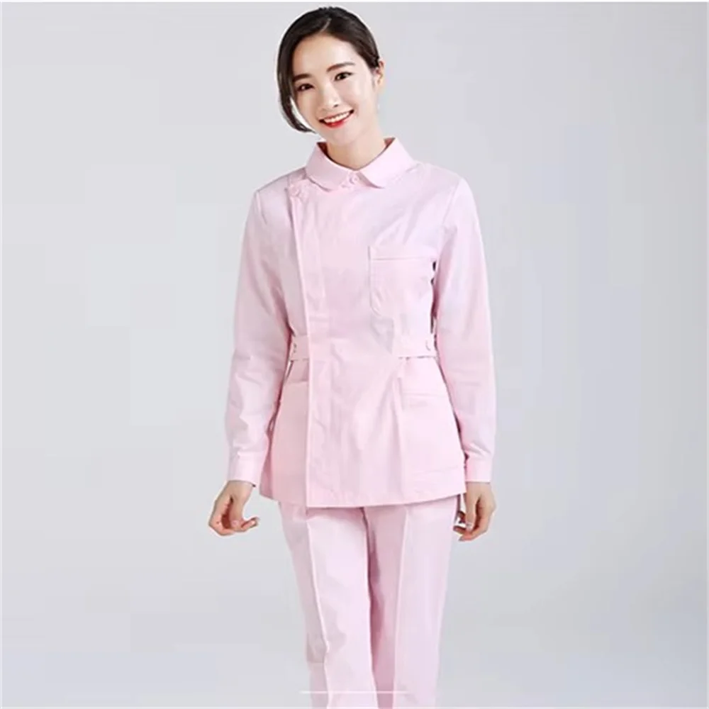 

New women Nurse uniform long-sleeved round neck nurse uniform suit beauty salon dental pharmacy overalls