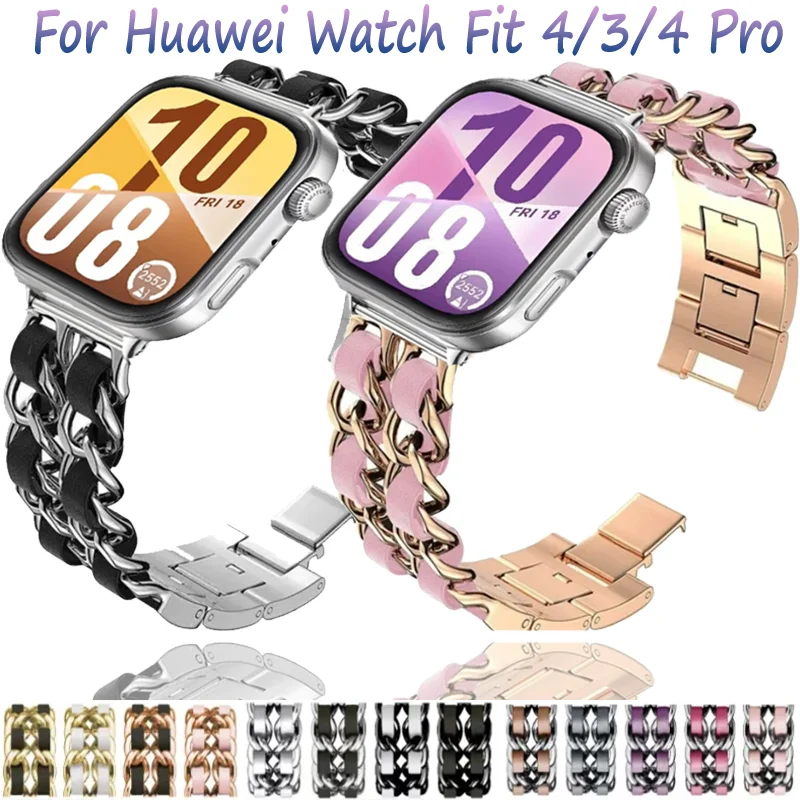 Metallarmband für Huawei Watch Fit 4/4 Pro Damen Edelstahl Atmungsaktives Modearmband Huawei Watch Fit 3 Correa Zubehör