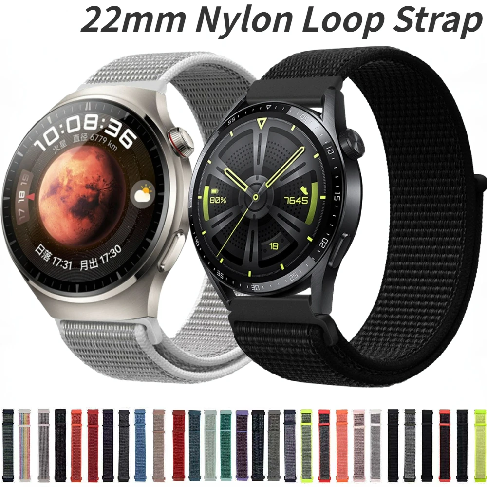 

22mm Nylon Loop Strap for Huawei Watch 4 Pro 3 GT 2 GT3 Pro 46mm Bracelet for Samsung Watch 3 45mm/Gear S3 Classic/Frontier Band