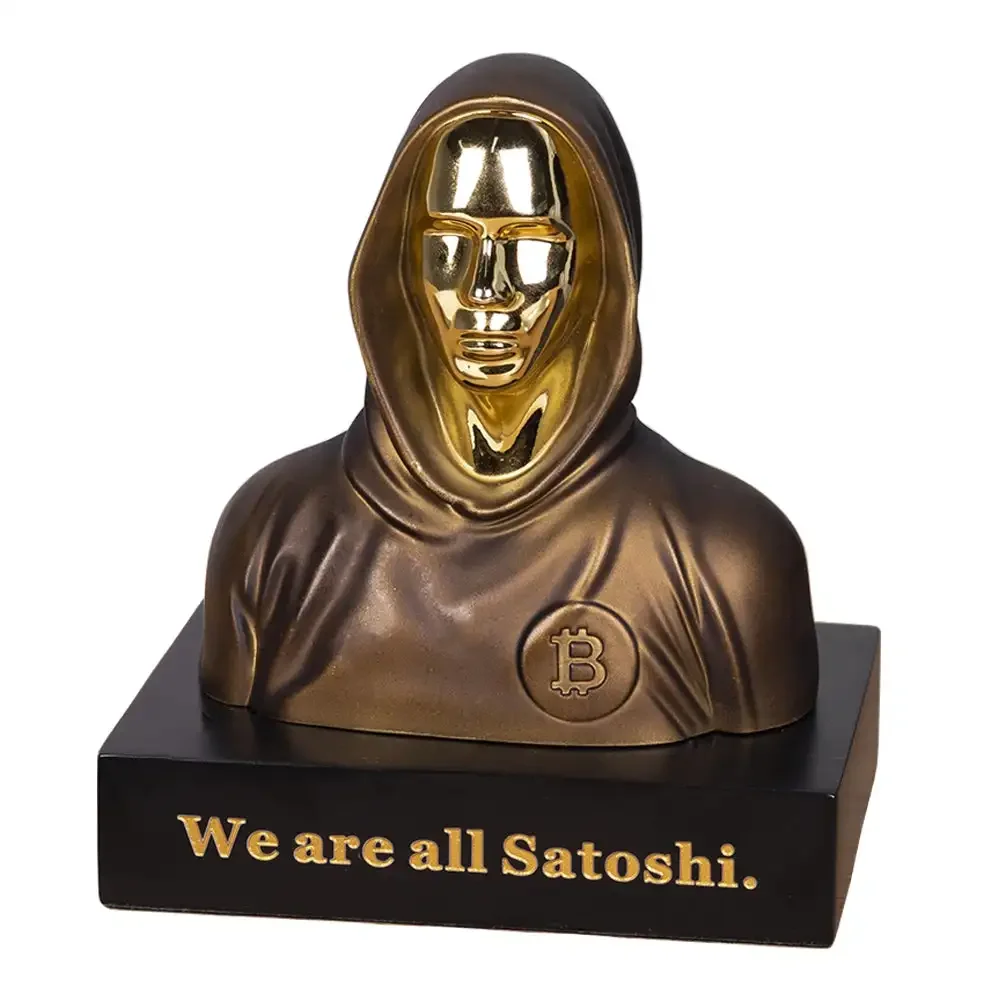 Statue en résine Satoshi NakamPain, 6 figurines de crypto-monnaie, finition bronze, fait à la main, BTC Bitcoin