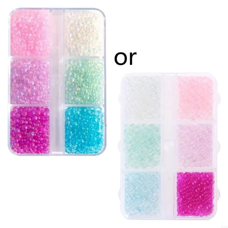 U90E 마이크로 비드 무지개 색 버블 비드 수지 제작 네일을위한 작은 유리 구슬