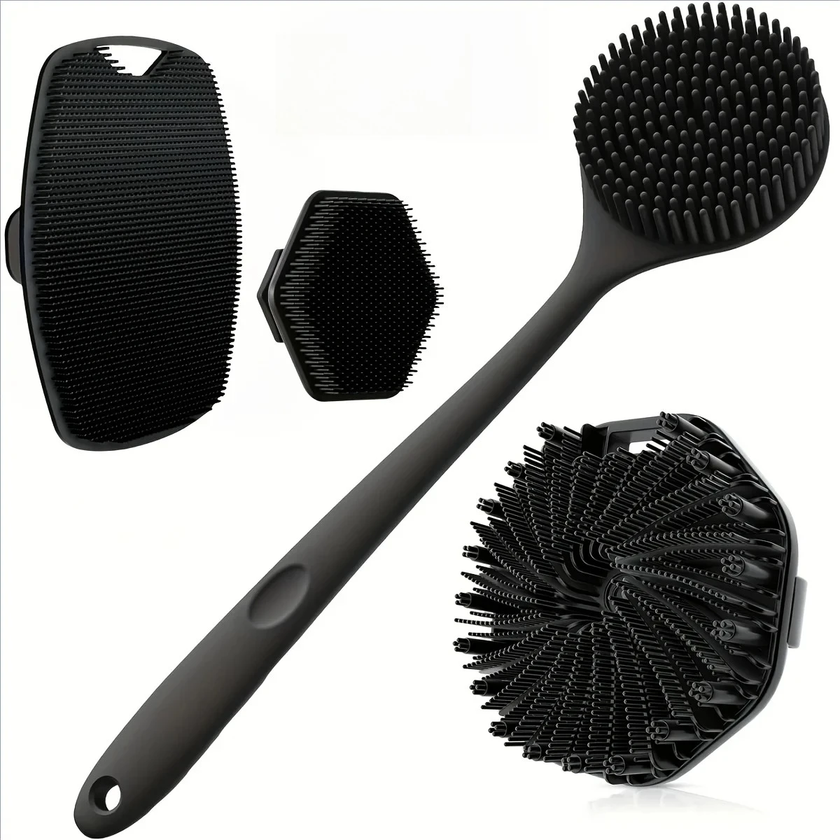 bath brush set Soft silicone bath brush with non-slip handle, easy to clean and rinse, perfect for use in the bath