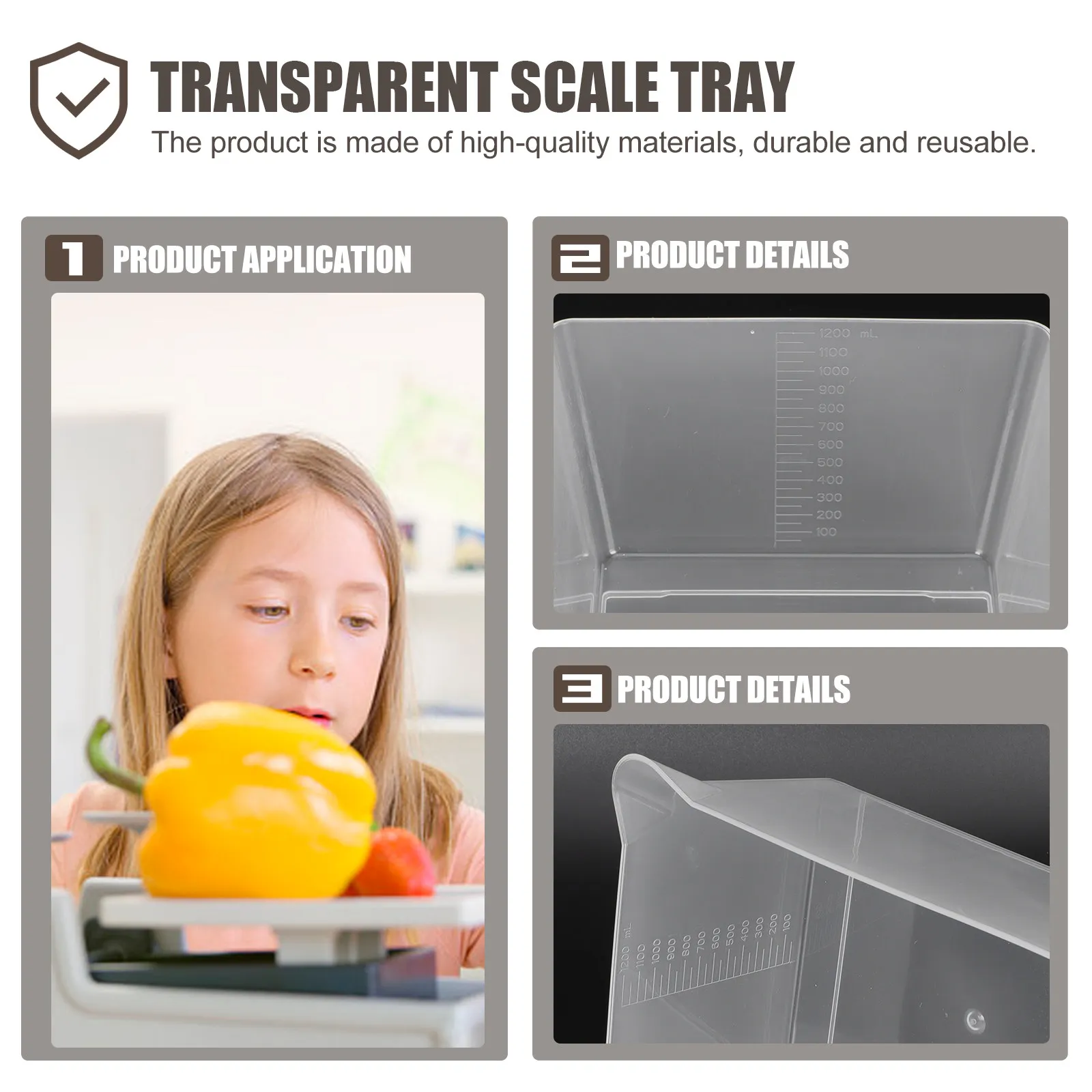 

Набор из 2 прозрачных акриловых поддонов для кухонных весов: удобные емкости для измерения муки и продуктов, для домашнего использования