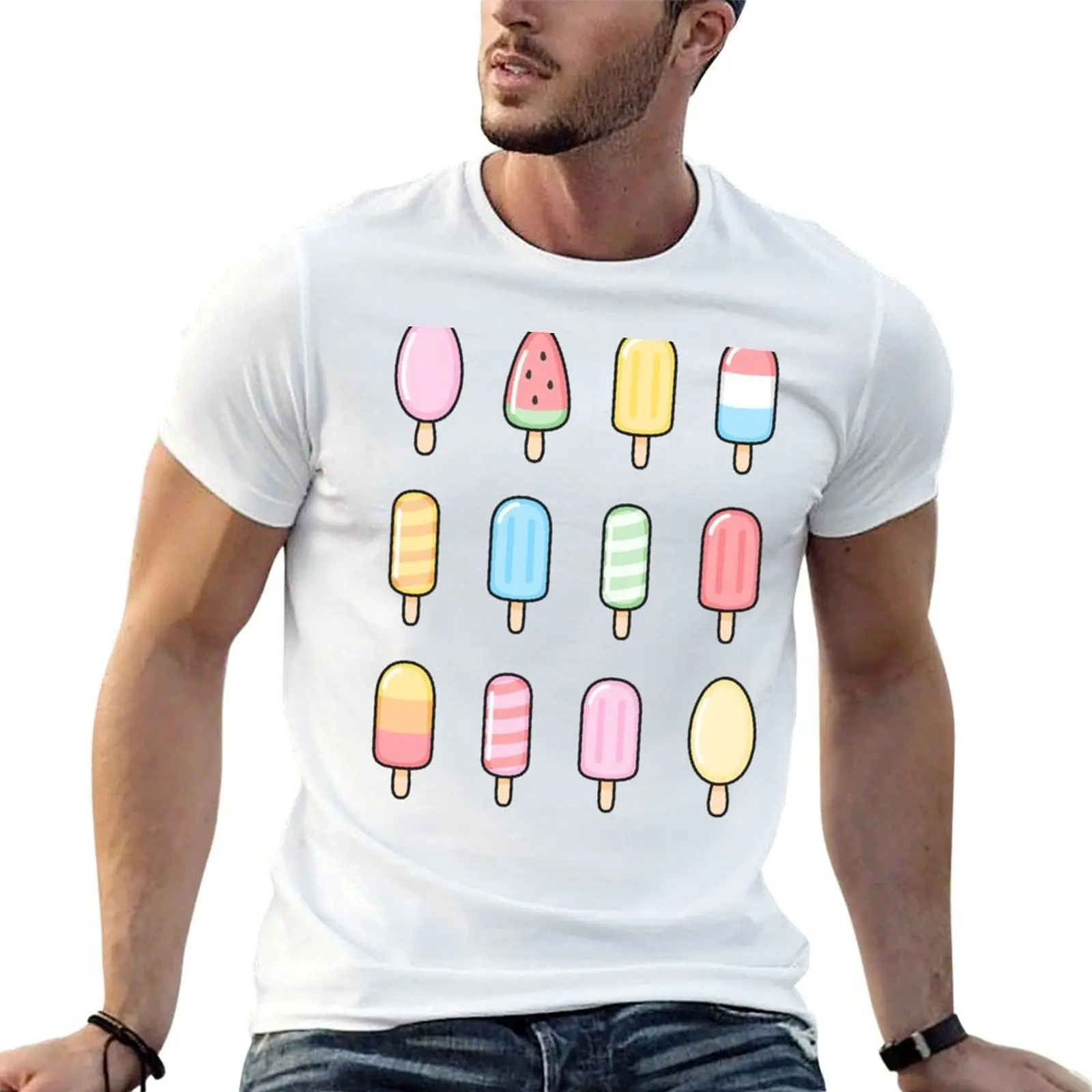 

Colorful Pastel Ice Pops T-Shirt t shirt for man 100 percent cotton t shirts for man graphic vintage man t shirt luxury T-shirt
