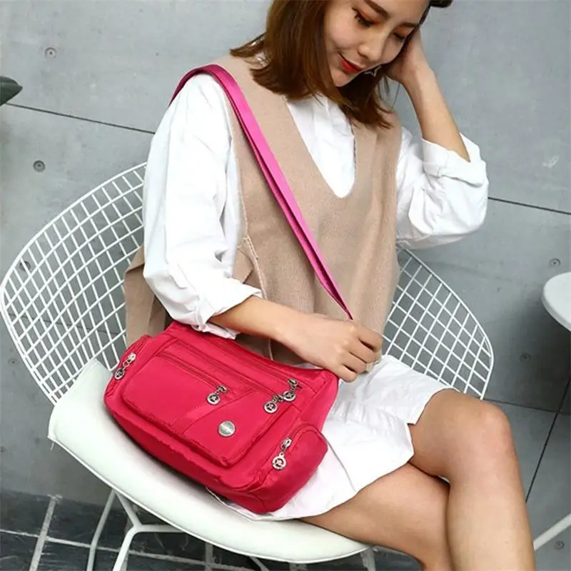 Fashion Women Single Shoulder Bag Crossbody Bag Casual Handbags Messenger Bag Waterproof Nylon Case