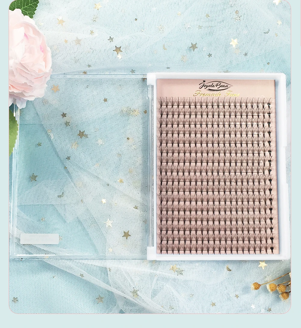 Goddess Wispy Premade Volume Fans 9D/13D Individual Lashes Extension Pointy Stem 320 Fans Faux Mink Pre Made Russian Lashes