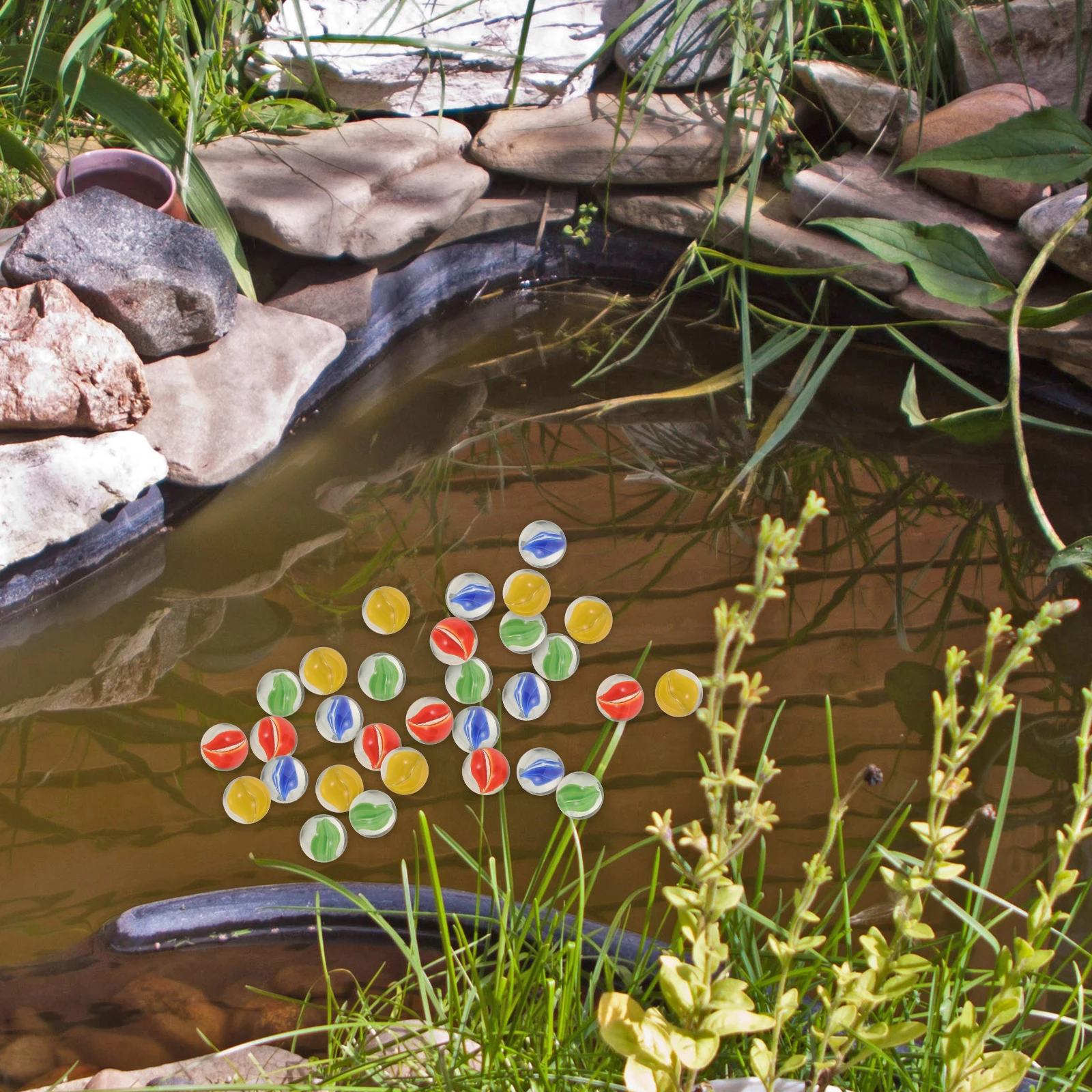200 Uds canicas de jardín pequeñas canicas de vidrio 16mm rojo azul verde amarillo mariposa abeja alimentador estación de agua artesanías al aire libre