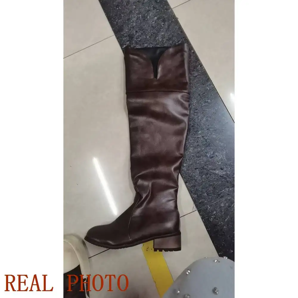 SIMLOVEYO 2025 Long Boots Black Lady Shoes Big Size 44 45 46 Botine Women Over The Knee Boots Heels Female mujer Casual shoes