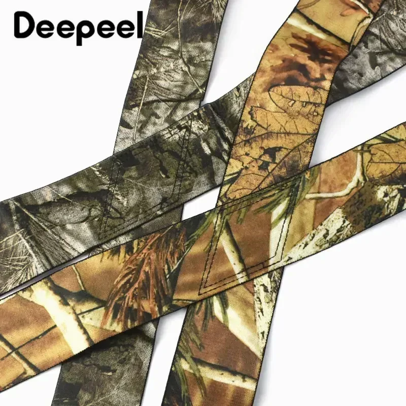 Deepeel 5*115cm Camouflage Men\'s Suspenders X-Type 4 Clips Adjustable Mens Suspender Elastic Wide Braces Fashion Male Jockstrap