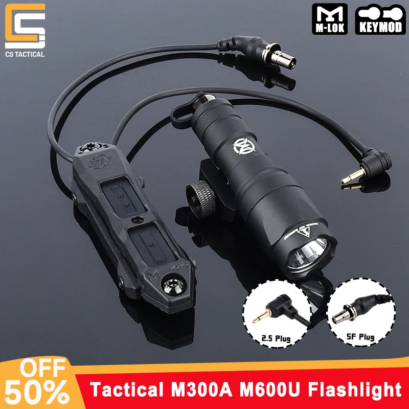 

Tactical M600U M300A Flashlight White Light 400/600lumens Dual Control Pressure Switch Fit 20mm Rail Hunting Airsoft Accessories