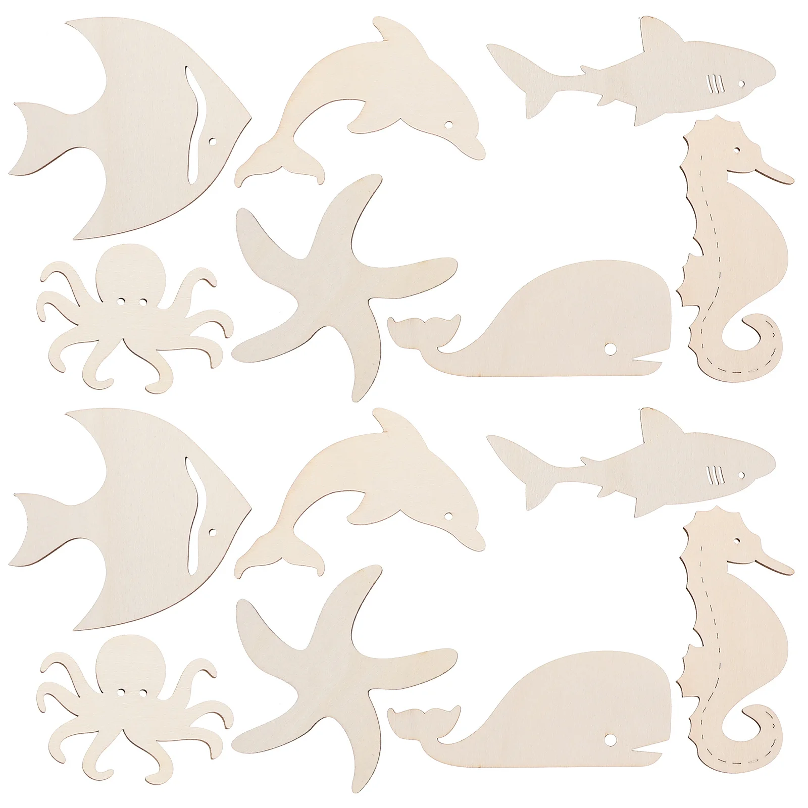 

42Pcs Unfinished Wooden Ocean Animal Cutouts DIY Graffiti Slices Craft Supplies Various Shapes Wooden Crafts to Paint