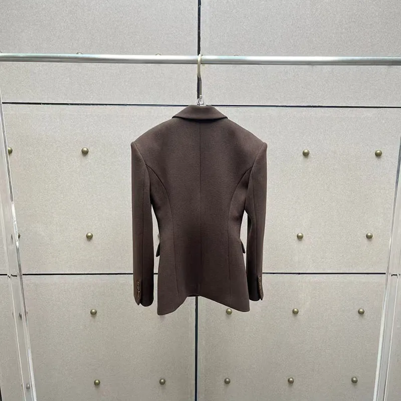 Wollen damesblazer, revers double-breasted taille-definieerend jack, premium kwaliteit, herfst/winter, nieuwe collectie, 2025, Y2K