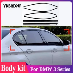 car styling Black Steel Window Molding Frame Strips Trim Cover For BMW 3 Series E90 F30 G20 2012-2023