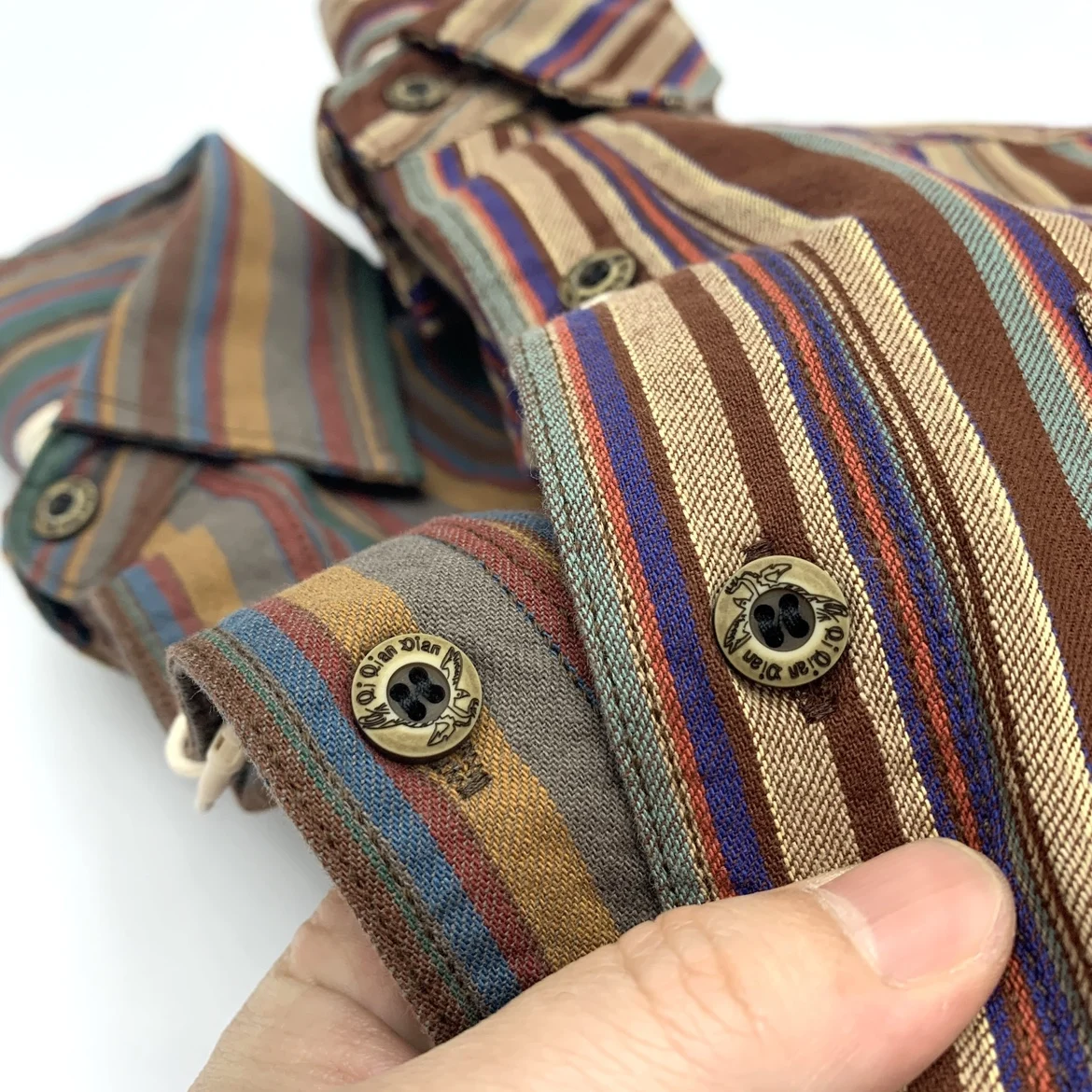 Retro Ethnic Style Men's Shirt Pure Cotton Loose Long Sleeve Striped Hong Kong Style Vintage Clothing Autumn Fashion Youth 