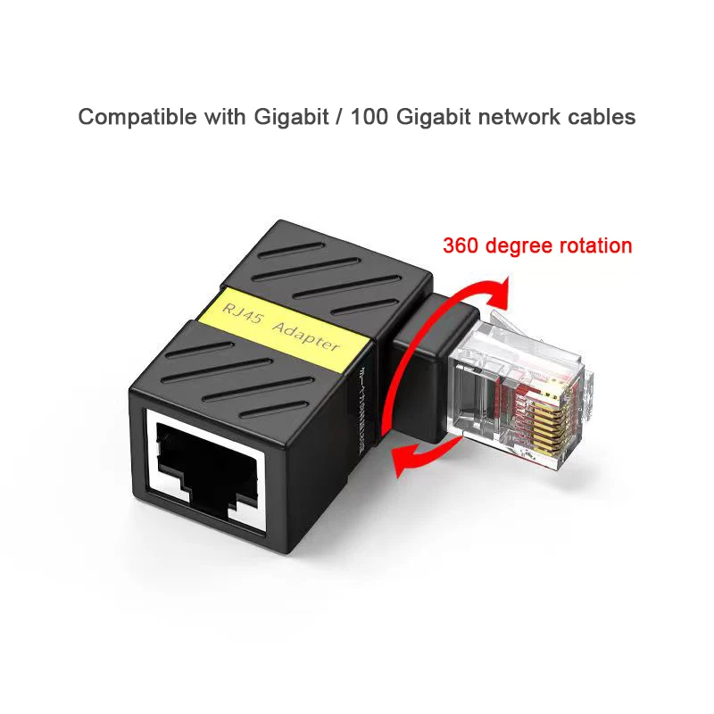 Multi-angle RJ45 Male to Female Lan Ethernet Network Extension Adapter RJ45 Elbow Network Cable 360 Degree Rotation  Cat 5e 6e 7