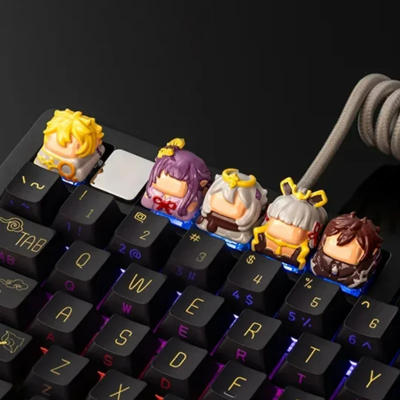 Genshin Impact Keycaps, teclas mecánicas creativas personalizadas, Kamizato Ayaka/Raiden Shogun ABS Game Character Keycap Accessories