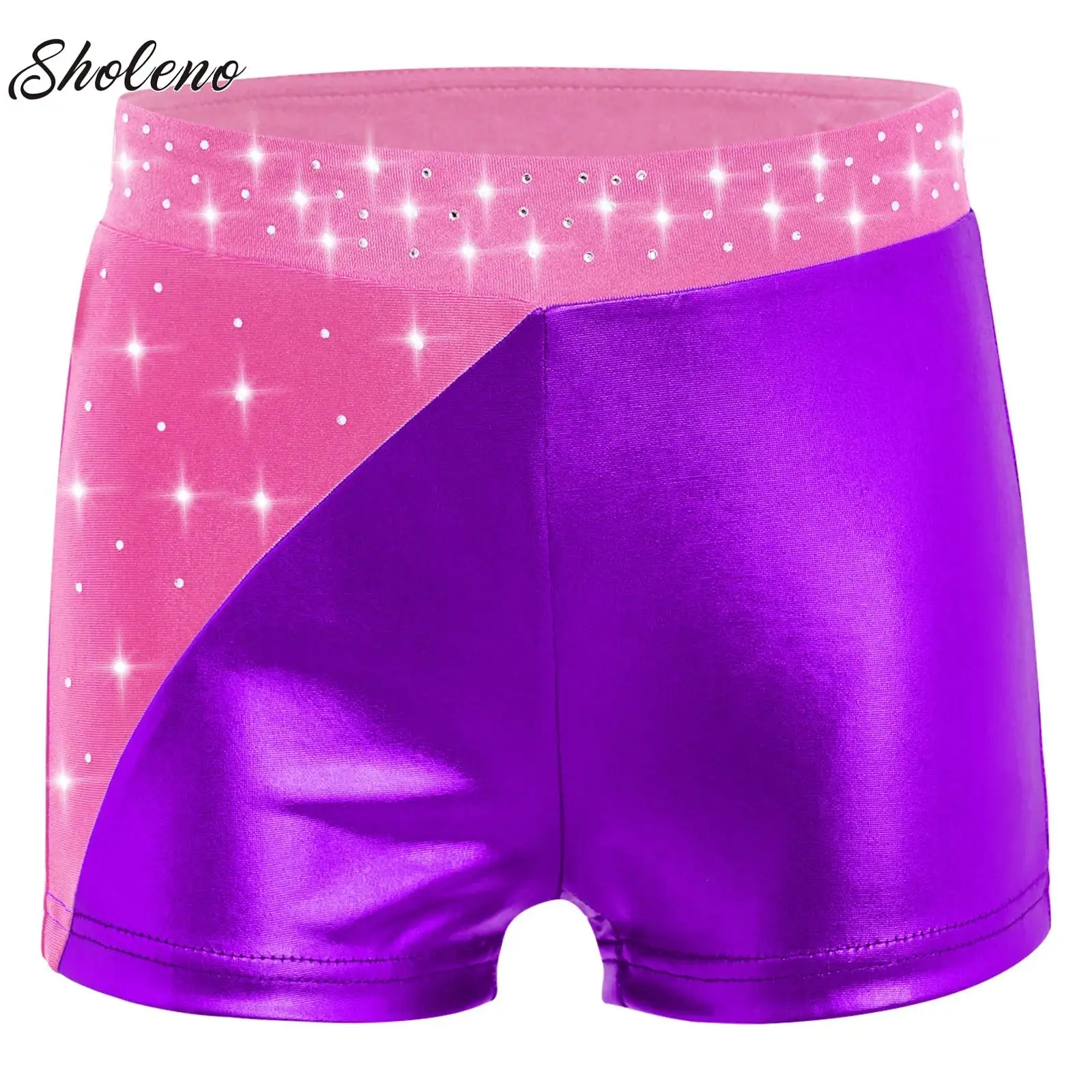 

Модные балетные тренировочные шорты для девочек-подростков со стразами, летние шорты для йоги с высокой эластичной резинкой на талии для детей 6-16 лет