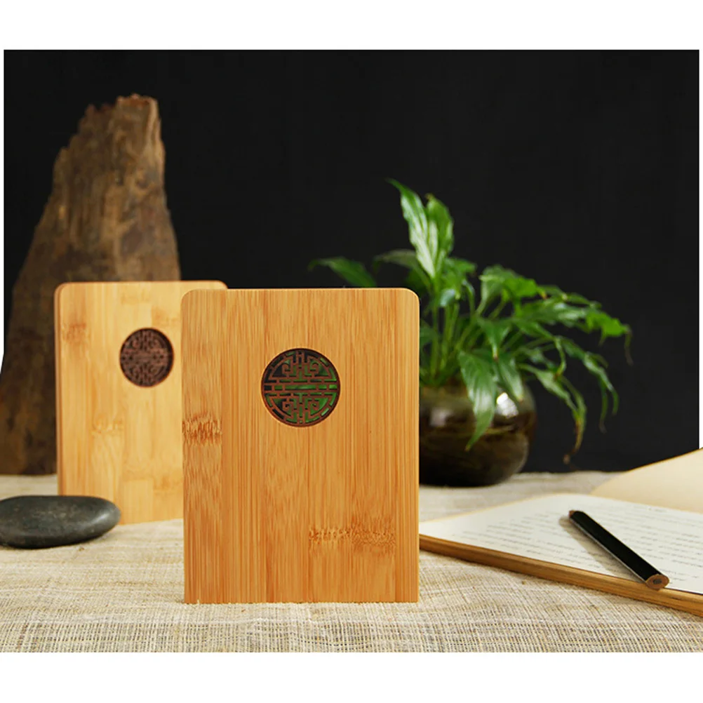 

Wooden Bookend Bookends for Shelves Folders Easel Retro Decor Classic Desk Kids Rooms Binder Holder Premium Bamboo Material