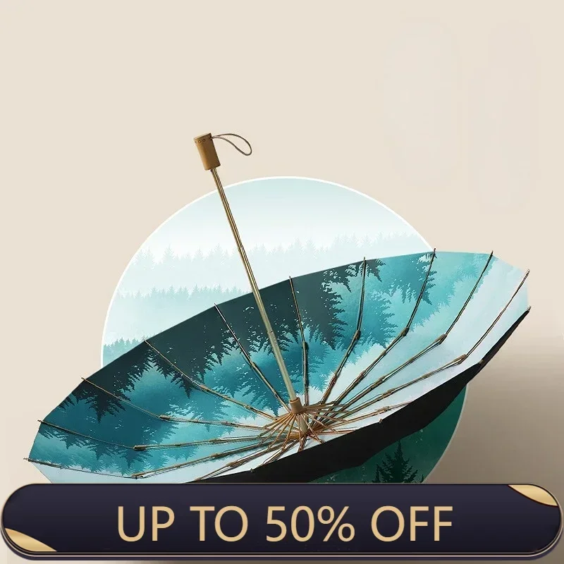 16-bone-three-fold-wood-handle-vinyl-wind-resistant-business-advertising-gift-umbrella-sun-umbrella
