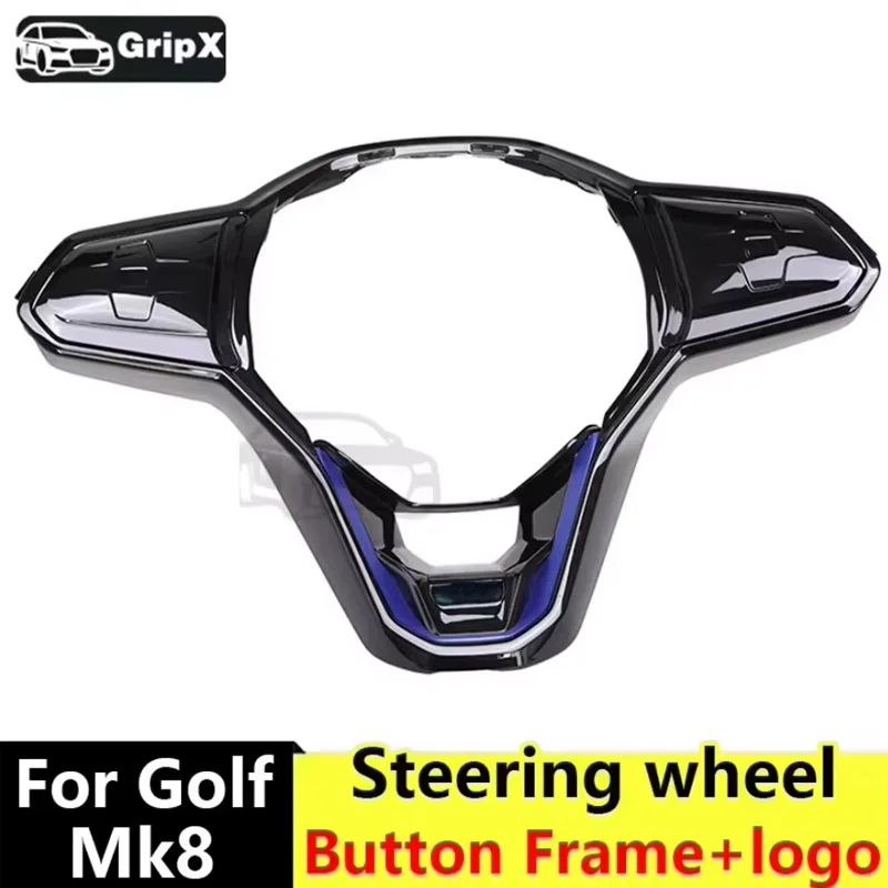 Suitable for Golf 8 Golf MK8 Golf 8 R Steering Wheel Decorative Frame in Blue, Equipped with Multifunctional Buttons on the Stee