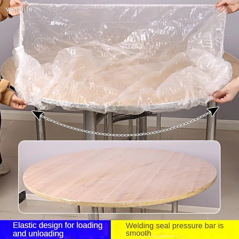 Disposable Home Use and Commercial Usage Tablecloth Drawstring Transparent Wedding Tablecloth Elastic Band