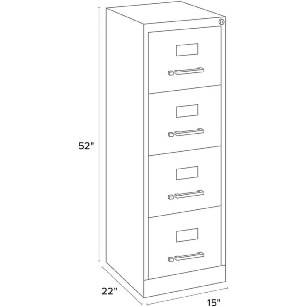 4 gavetas 52 "armário de arquivo de metal preto vertical com fechadura pré-montado tamanho carta estacionária para casa, escritório