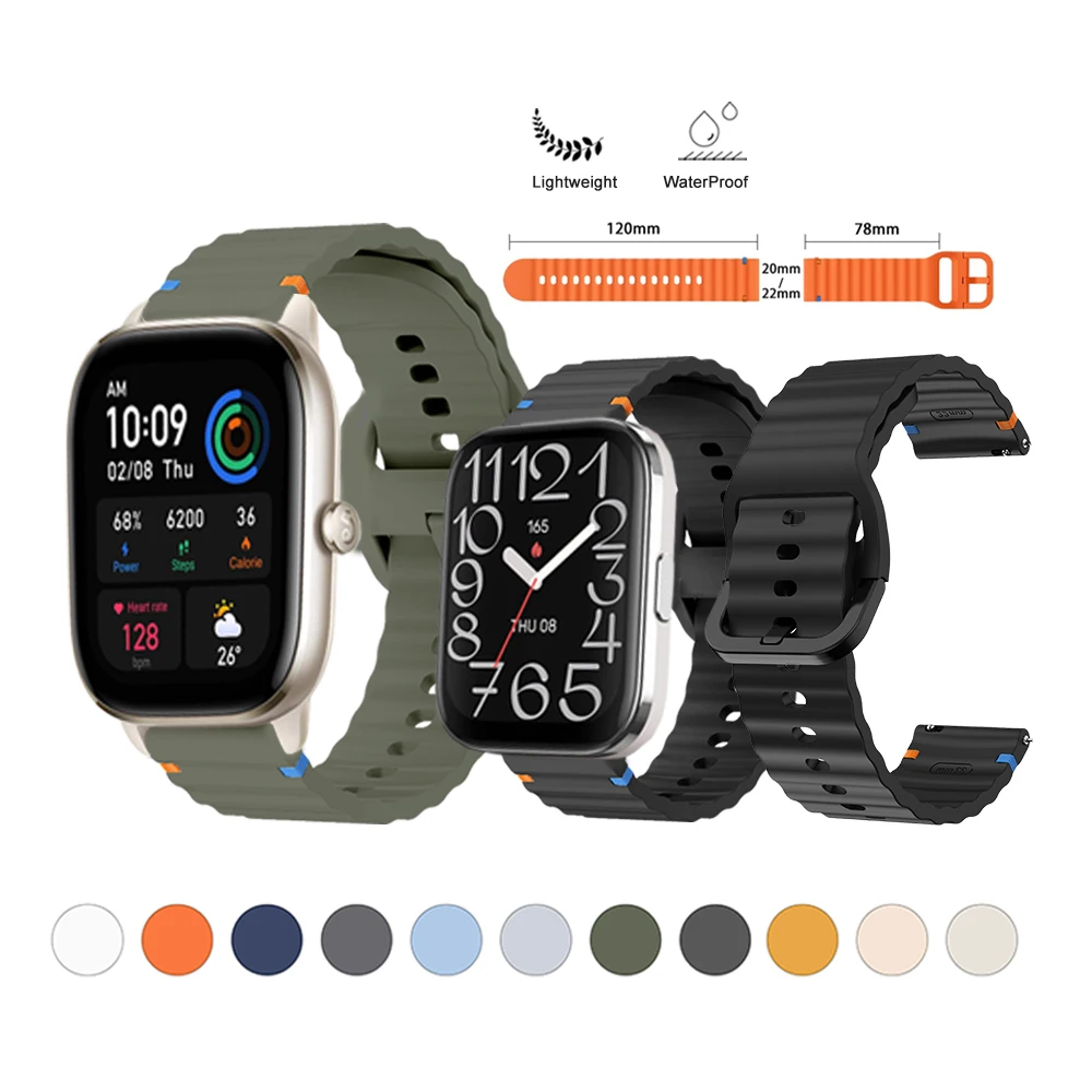 Band for Amazfit Bip 5 Unity 49mm Strap Silicone Bracelet Replacement Accessories 22mm 20mm Belt for Amazfit GTS 4 mini 42mm