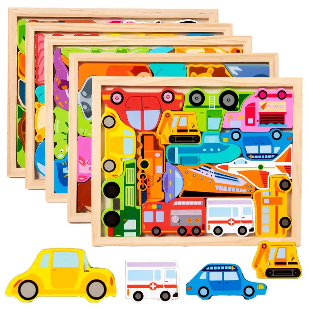 

3D Wooden Match Puzzle Toys Baby Learning Educational Board Cartoon Toy Fruit Animal Gifts And Jigsaw Vegetable Hand Grasp Y0N4