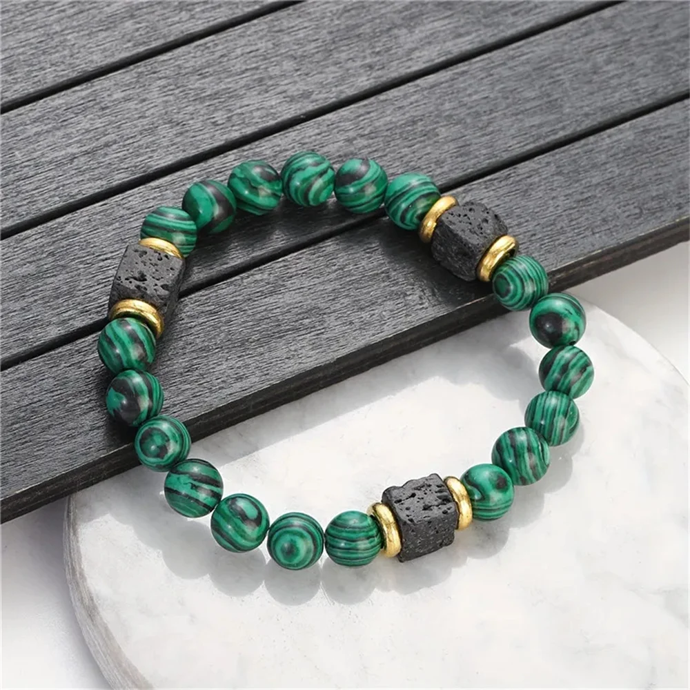 New Couple 1pc New Malachite Bracelets Men Nature Stone Bead Bracelet for Women Health Care Help Weight Loss Jewelry