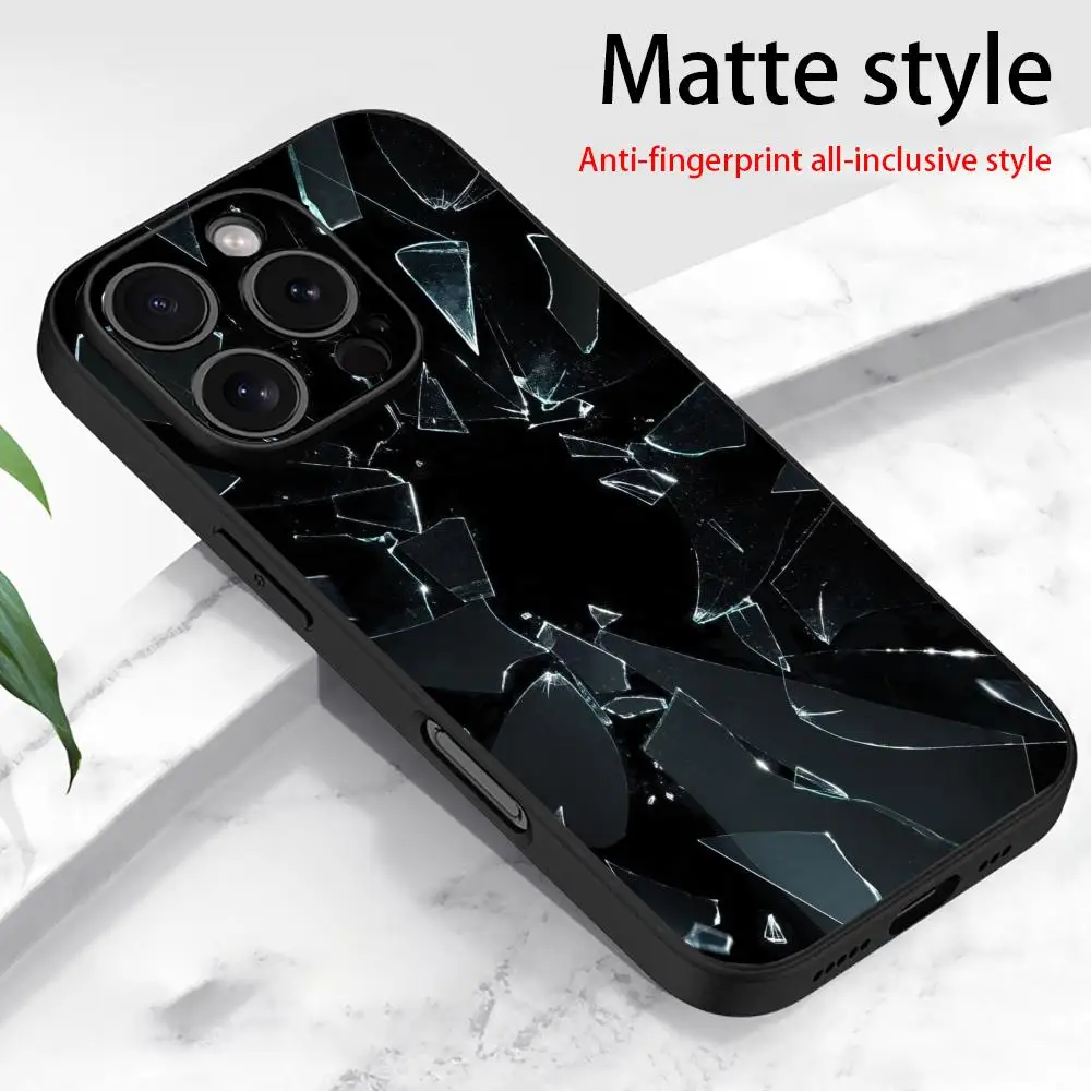 

Glass fragmented phone case for iPhone 16 15 14 13 12 11 Pro/ Max/Plus all-inclusive matte soft shell anti-fall