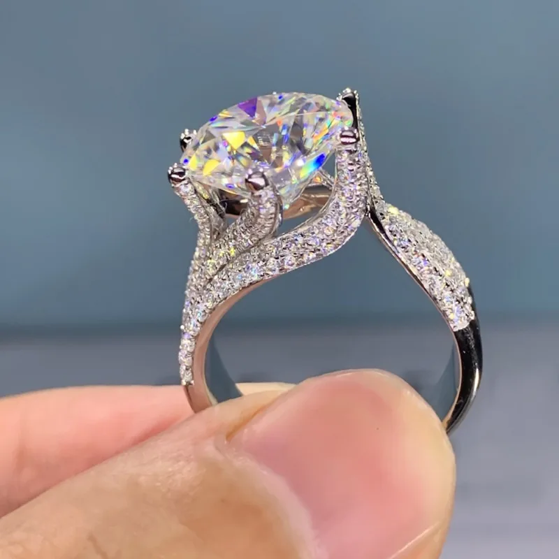 European and American cross-border hot-selling Internet celebrities six-claw luxury full diamond zircon copper inlaid ring