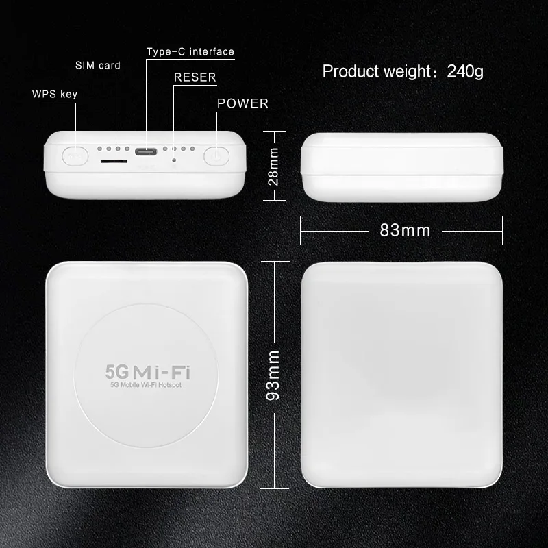 5G Pocket Wifi Router WiFi6 5g Router mit SIM-Kartensteckplatz 4G/5G Hotspot Mobile Router 5g Pocket Wifi Tragbares 4G Lte Modem