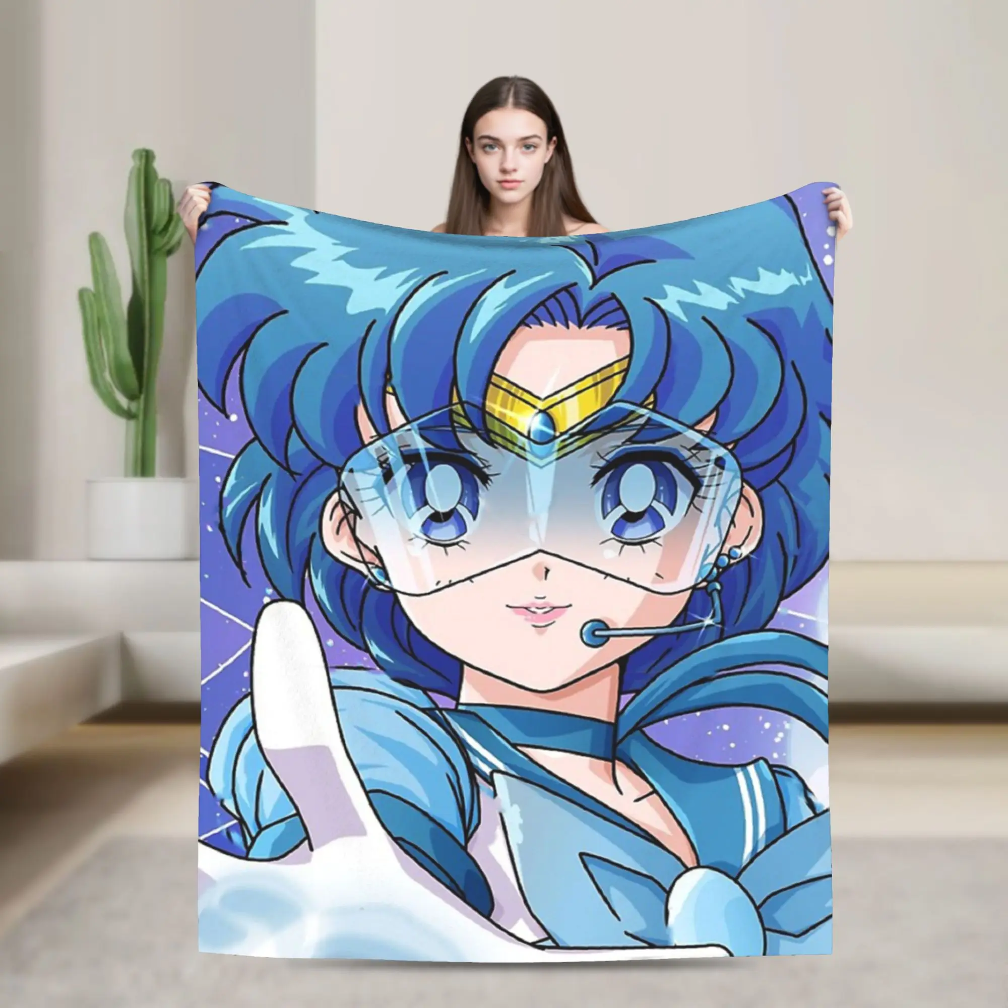 Sailors Mercury Blankets Velvet Summer Air Conditioning Sailors Moons Multi-function  Thin Throw Blanket for Bed Couch Rug Piece