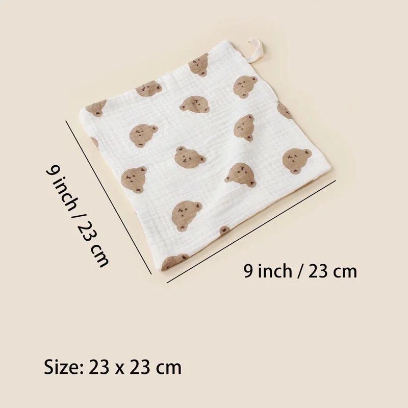 Baby Face Towel Infant Four-layer Muslin Gauze Burp Cloth Handkerchief Hanging Rope Pure Cotton Soft Small Square Towels 23*23cm