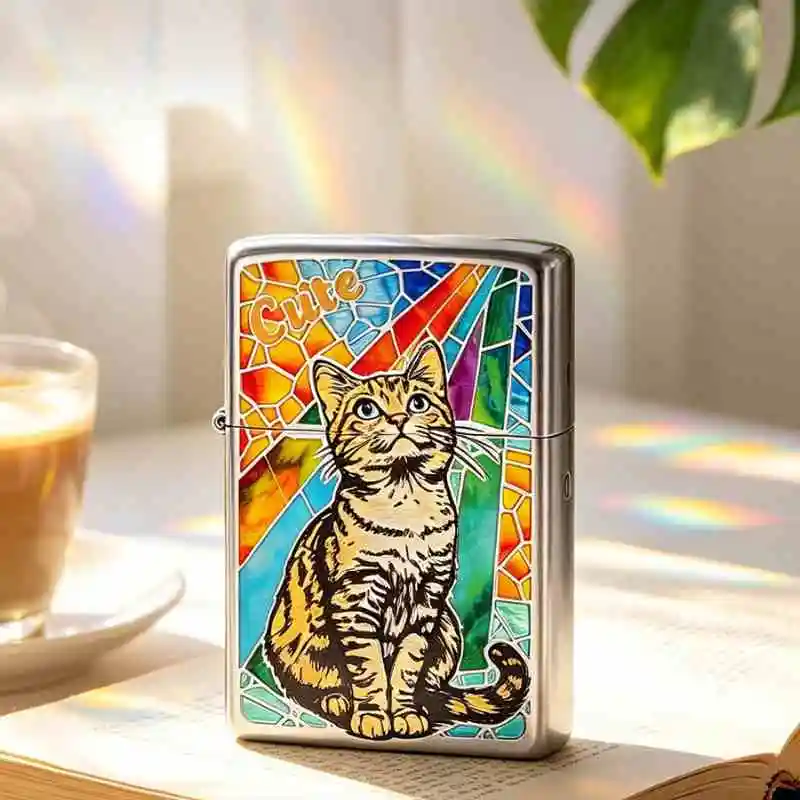ZORRO Z2-T004 Moon Cat Windproof Grinding Wheel Kerosiene Lighter Gilded Craftsmanship High End Collection
