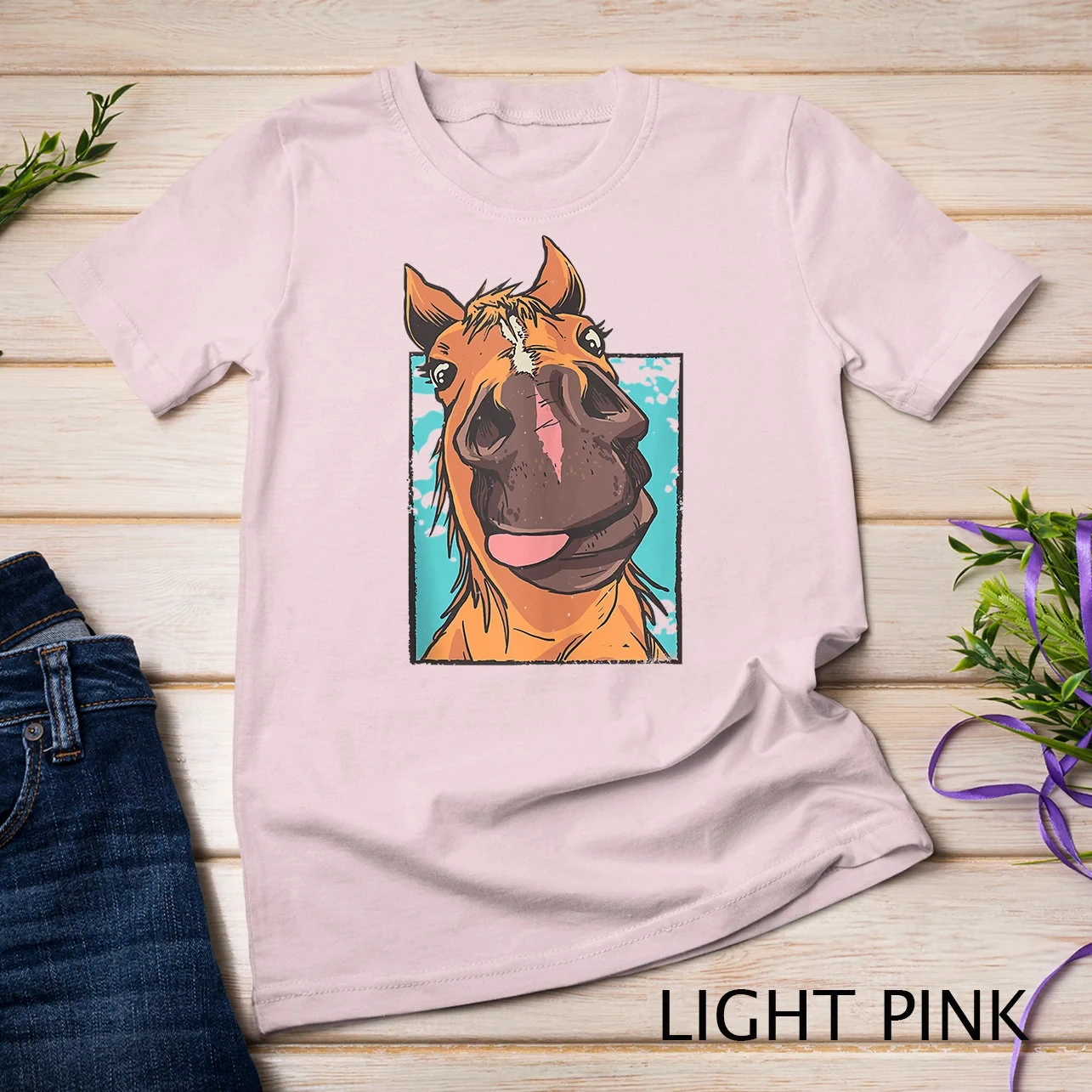Casual Fashion, Humorous and Funny Style, Close-up of A Horse Face on T-shirt and Sweatshirt. Suitable for Both Men and Women.