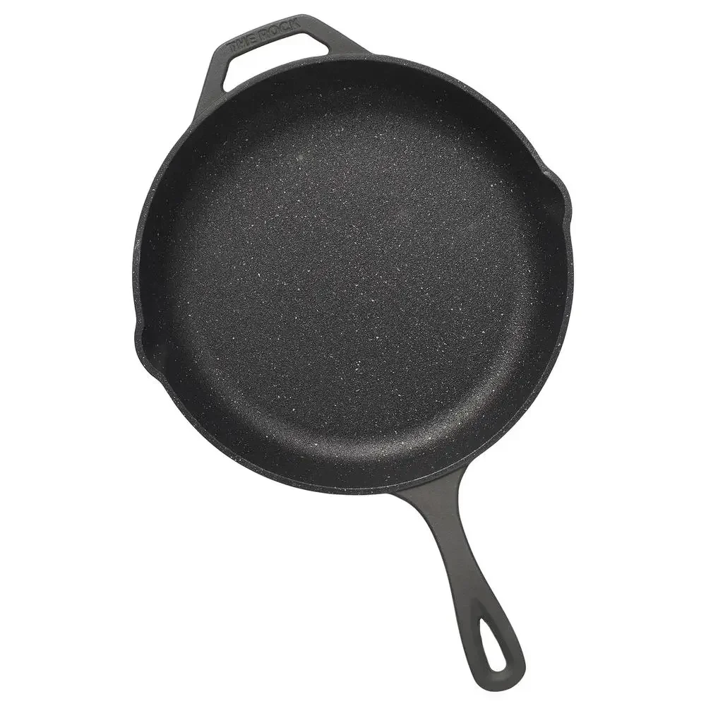 12-Inch Cast Iron Skillet with The Rock Nonstick Surface Even Heat Distribution Oven Safe Up To 450°F Grease Removal Spout