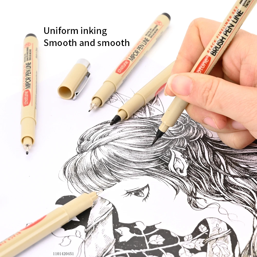 12 Tip Pigment Liner Micron Inkt Markeerstift voor Manga Tekenen Schetsen Naald Pen Haak Lijn Pen Schets Briefpapier Set Art Supplies